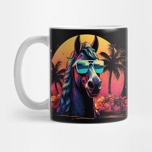 Retro Wave Thoroughbred Horse Sunglas Mug